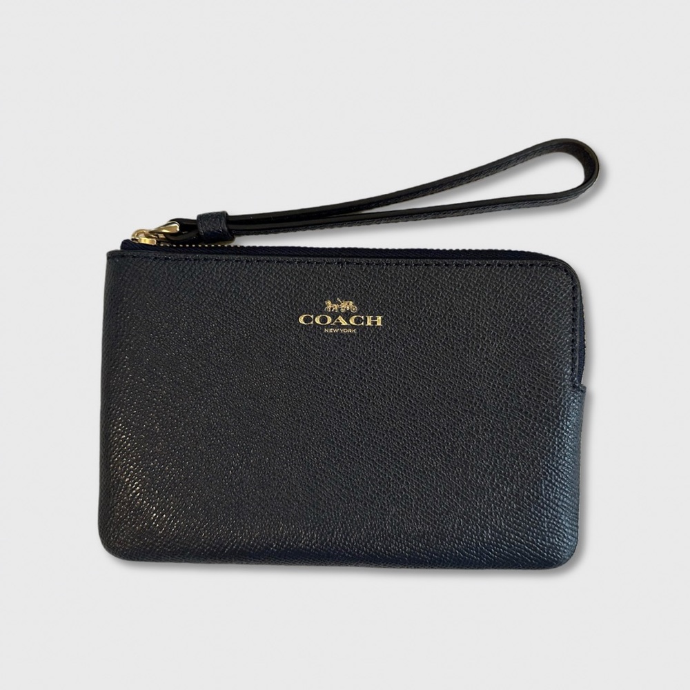 Coach Leather Wristlet in Midnight Blue